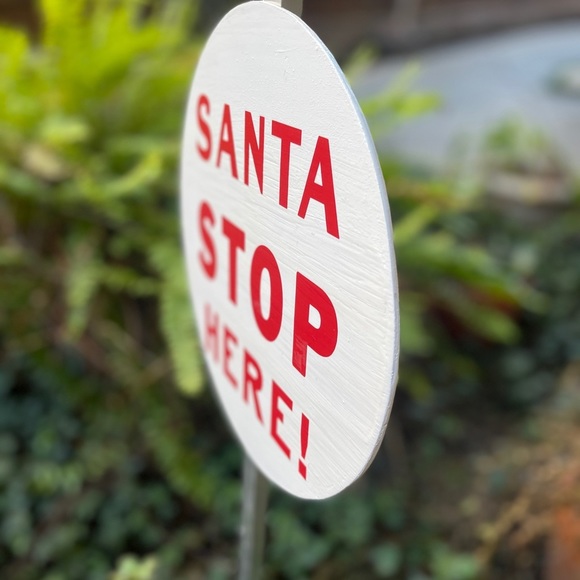 Handpainted Santa Stop Here Christmas Decor Kids Fun Sign Yard Home - Picture 3 of 9